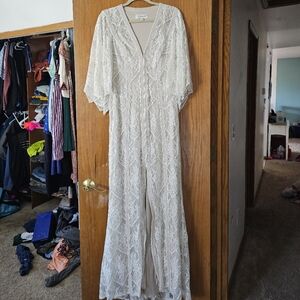 BHLDN x Tadashi Shoji Lorene Dress Gown Ivory Sz 10 Orig.$650 gently used